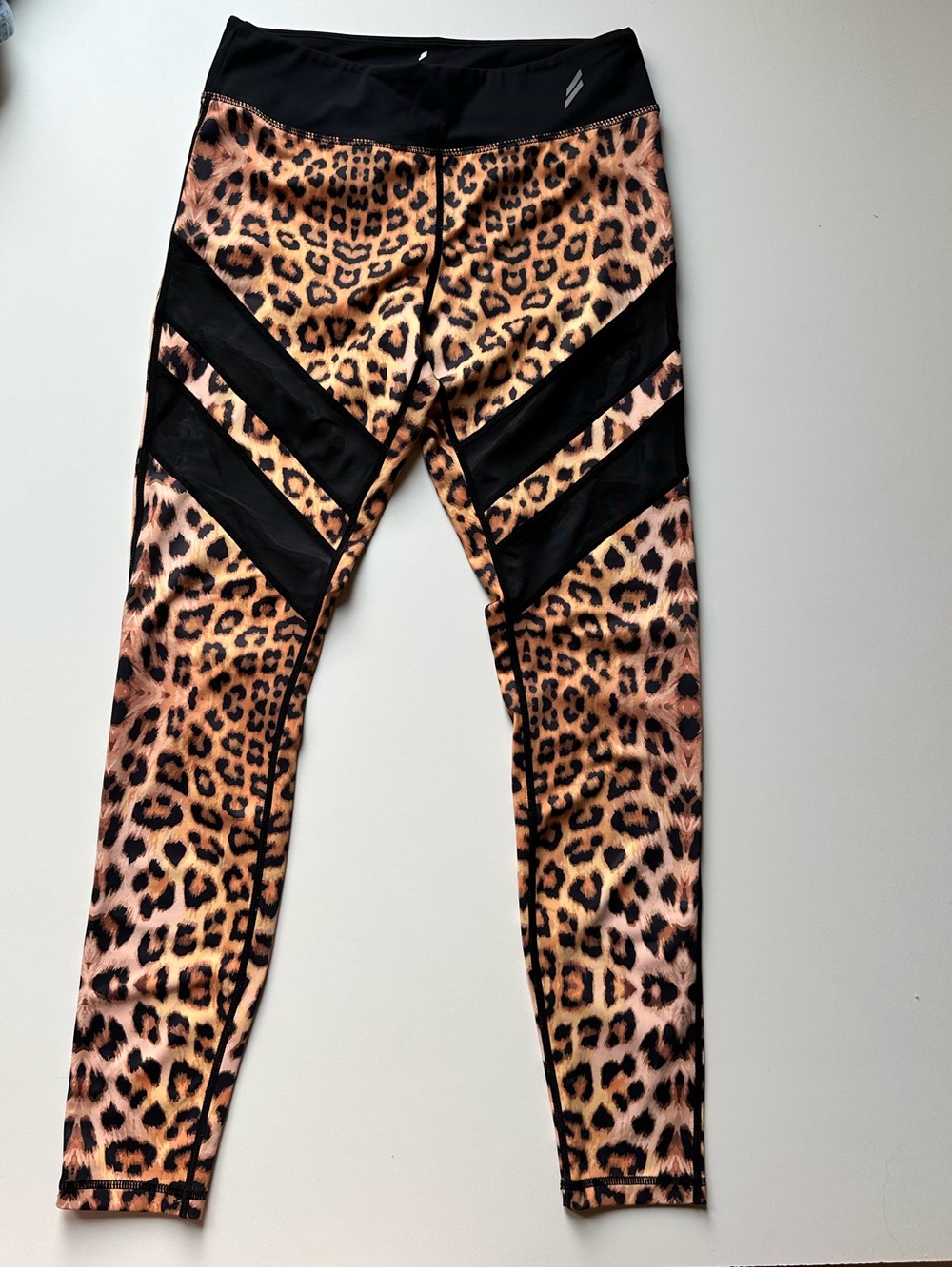 DoYouEven Leopard Print Women’s Leggings with Black Accent Panels